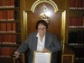 Mom in the pope's chair SJS Oct 25 2009.jpg